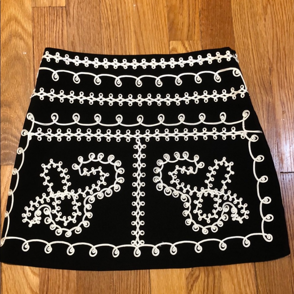 LF black and white embroidered skirt